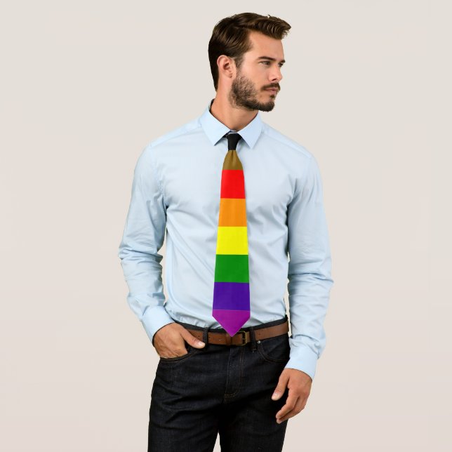 Philadelphia Pride Flag Rainbow LGBT Striped Tie (In Situ)