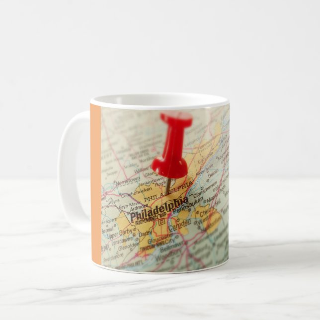 Philadelphia Pushpin Map Coffee Mug (Front Left)