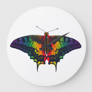 Philadelphia Rainbow Pride Flag Swallowtail Large Clock