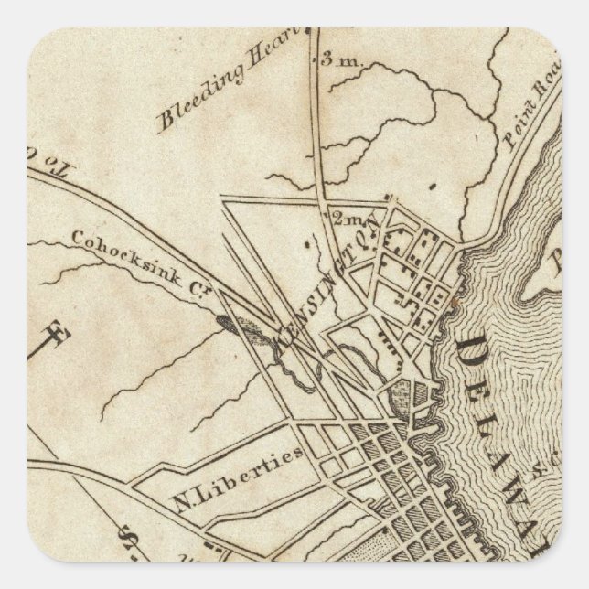 Philadelphia Road Map Square Sticker (Front)