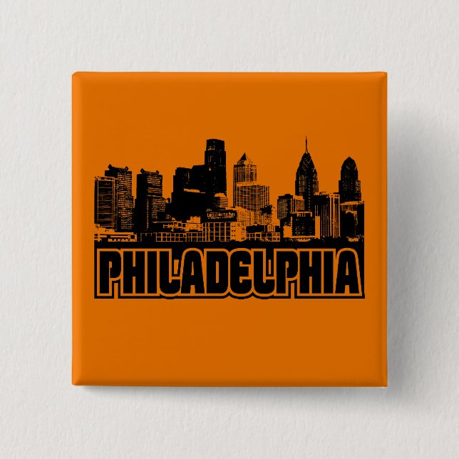 Philadelphia Skyline 15 Cm Square Badge (Front)
