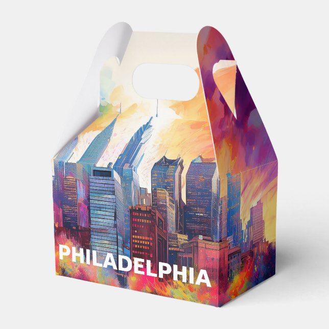 Philadelphia Skyline Abstract Art Favour Box (Front Side)
