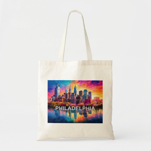 Philadelphia Skyline Abstract Art Tote Bag (Front)