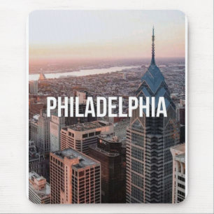 Philadelphia Skyline Aerial View Typography Urban Mouse Mat