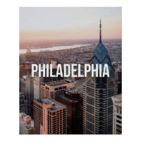 Philadelphia Skyline Aerial View Typography Urban