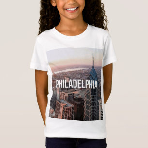 Philadelphia Skyline Aerial View Typography Urban  T-Shirt