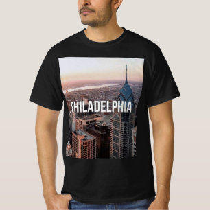 Philadelphia Skyline Aerial View Typography Urban T-Shirt