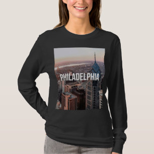 Philadelphia Skyline Aerial View Typography Urban  T-Shirt