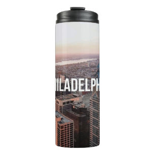 Philadelphia Skyline Aerial View Typography Urban Thermal Tumbler