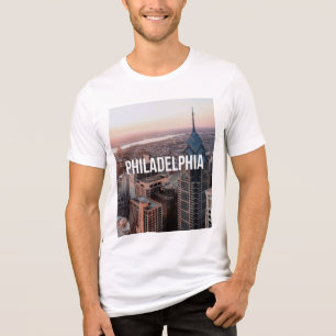 Philadelphia Skyline Aerial View Typography Urban Tri-Blend Shirt