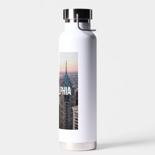 Philadelphia Skyline Aerial View Typography Urban Water Bottle