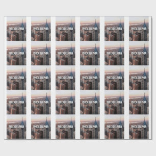 Philadelphia Skyline Aerial View Typography Urban  Wrapping Paper