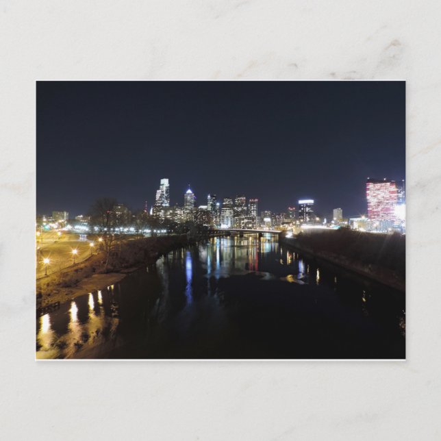 Philadelphia Skyline at Night Postcard (Front)