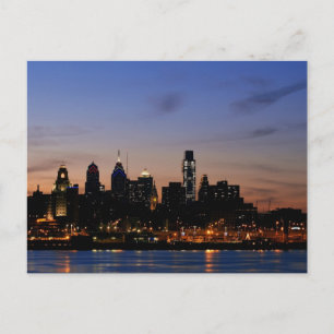 Philadelphia Skyline at Twilight- Revised Postcard