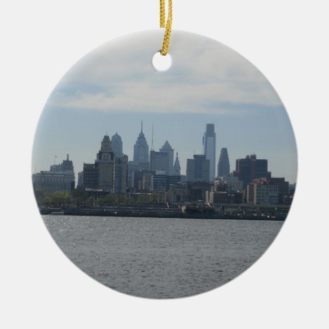 Philadelphia Skyline Ceramic Tree Decoration (Front)
