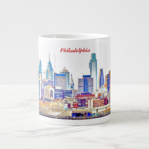 Philadelphia Skyline Colour Sketch Jumbo Mug