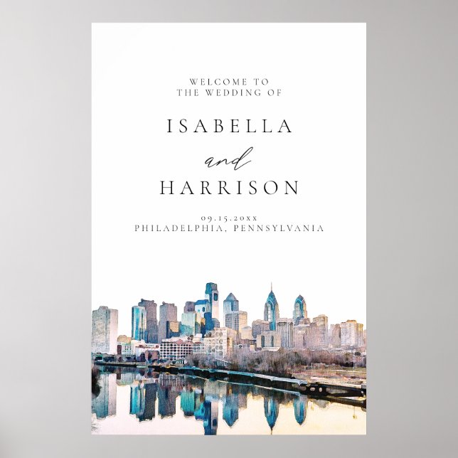 PHILADELPHIA Skyline Destination Wedding Welcome Poster (Front)