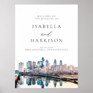 PHILADELPHIA Skyline Destination Wedding Welcome Poster