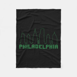 Philadelphia Skyline Downtown Cityscape Brotherly  Fleece Blanket