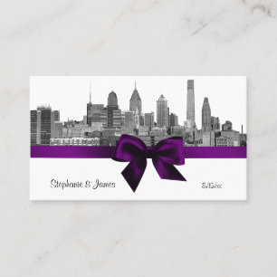 Philadelphia Skyline Etch BW Purple Escort Cards