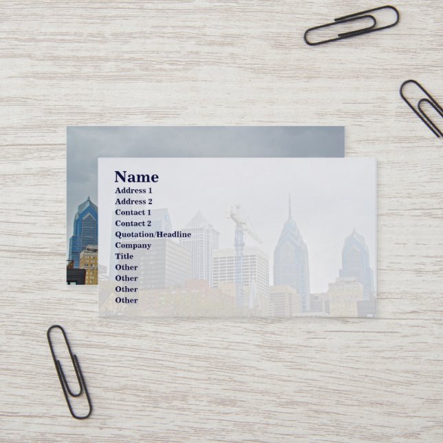 Philadelphia Skyline from the River Walk Business Card (Front/Back In Situ)