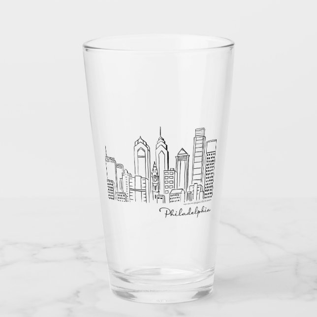Philadelphia Skyline Glass Tumbler (Front)