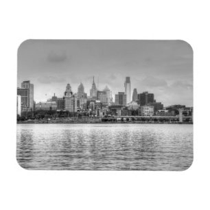 Philadelphia skyline in black and white magnet