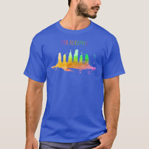 Philadelphia Skyline in Watercolor T-Shirt