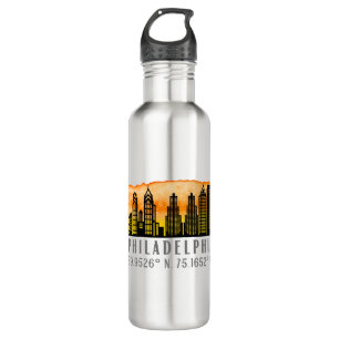 Philadelphia Skyline Map Coordinates  710 Ml Water Bottle