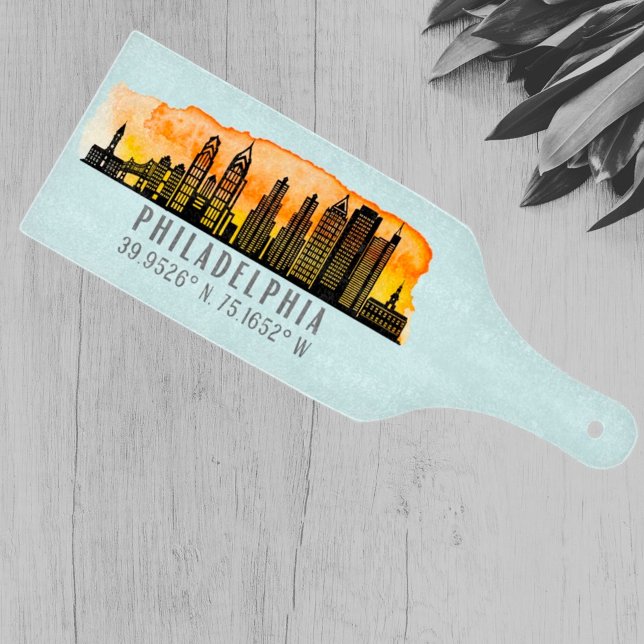 Philadelphia Skyline Map Coordinates  Cutting Board (Creator Uploaded)