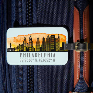 Philadelphia Skyline Map Coordinates Luggage Tag