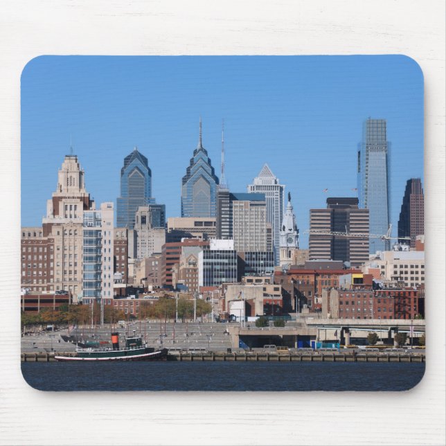 Philadelphia Skyline, Medium View Mouse Mat (Front)