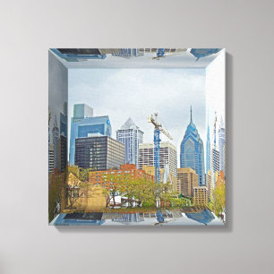 Philadelphia Skyline - Mirror Box Canvas Print