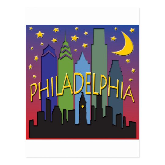 Philadelphia Skyline nightlife Postcard