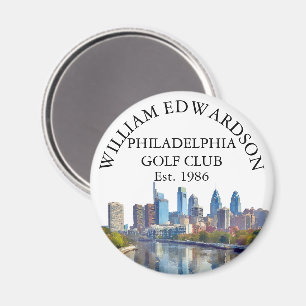 Philadelphia Skyline Personalised Golf Club Name Magnet