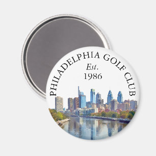 Philadelphia Skyline Personalised Golf Club Name Magnet