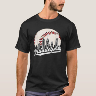 Philadelphia Skyline Philly Cityscape Baseball Ret T-Shirt