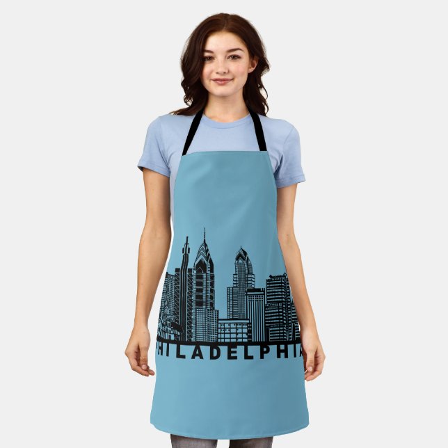 Philadelphia Skyline Silhouette  Apron (Worn)