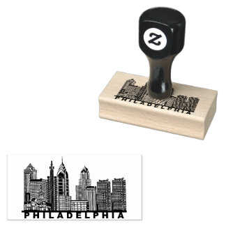 Philadelphia Skyline Silhouette  Rubber Stamp