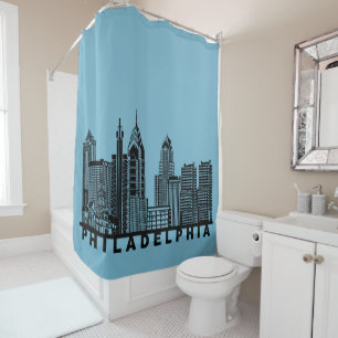 Philadelphia Skyline Silhouette  Shower Curtain
