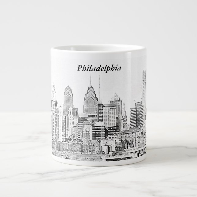 Philadelphia Skyline Sketch Jumbo Mug (Front)