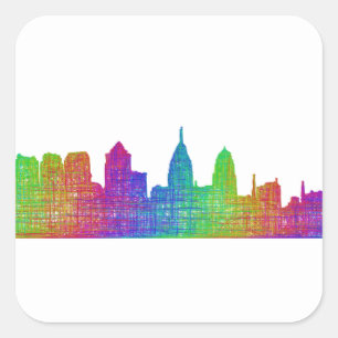 Philadelphia skyline square sticker