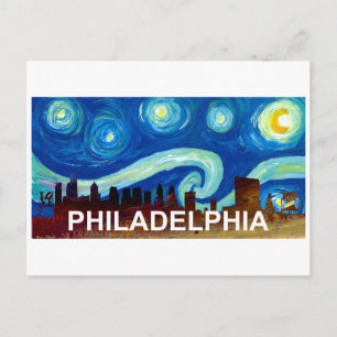 Philadelphia Skyline  Starry Night Van Gogh Insp. Postcard