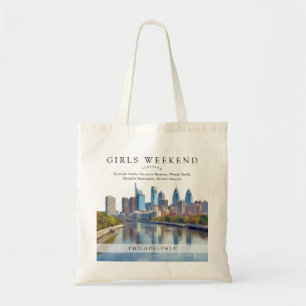 Philadelphia Skyline Watercolor Girls Weekend Tote Bag