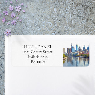 Philadelphia Skyline Watercolor Return Address