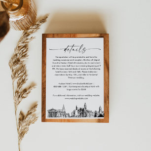 Philadelphia Skyline Wedding Details Card, 3.5x5 Enclosure Card