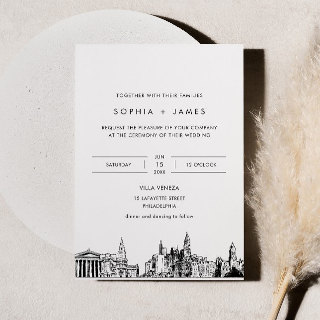 Philadelphia Skyline Wedding Invitation with Photo (Creator Uploaded)