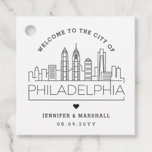 Philadelphia Skyline   Wedding Welcome Favour Favour Tags
