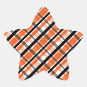 Philadelphia Sports Fan Orange Black White Plaid Star Sticker