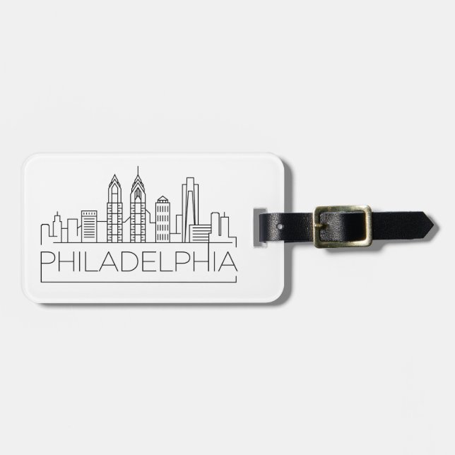 Philadelphia Stylised City Skyline Luggage Tag (Front Horizontal)